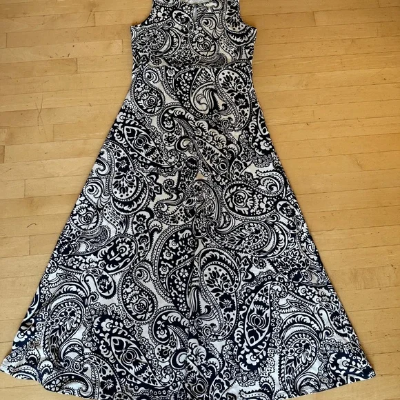 Talbots Navy/white print kniti jersey dress, M,  G1279 - Picture 4 of 8